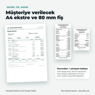 Veresiye Defteri Programı – Cari Hesap, Tahsilat, Vade Takibi | Abonelik Yok