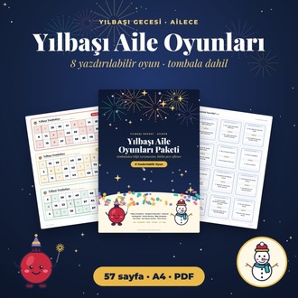 Yılbaşı Aile Oyunları – Tombala, Bilgi Yarışması, 8 Yazdırılabilir Oyun PDF