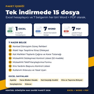 Kentsel Dönüşüm Hak Sahibi Paketi 2026 – Hesap Excel + Dilekçe + Sözleşme Kontrolü