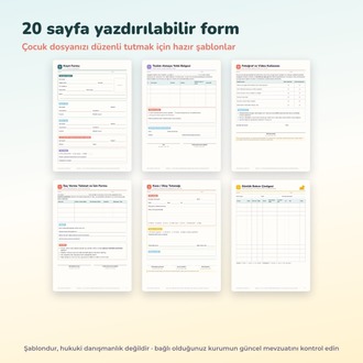 Kreş & Anaokulu Yönetim Kiti | Yoklama, Ücret Takibi, Veli Bülteni, 20 Form