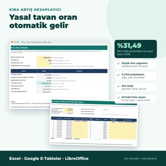 Ev Sahibi & Kiracı Belge Seti 2026 – Kira Artış Hesaplayıcı Excel + 9 Word/PDF Belge