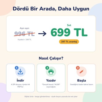 1-4. Sınıf Türkçe & Matematik Etkinlik Seti – 4 Paket, 668 Sayfa PDF