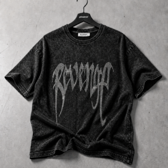 Revenge - Taş Baskılı Yıkamalı T-Shirt