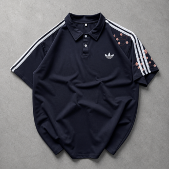 ADS - Çiçek Nakışlı Oversize T-Shirt Lacivert