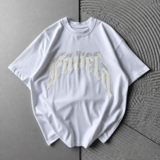 Favela - Taş & Kabartmalı Baskı Beyaz T-Shirt