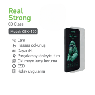 Jopus Real Strong 6D Glass Ekran Koruyucu cek-150 Hassas Dokunuş Dayanıklı