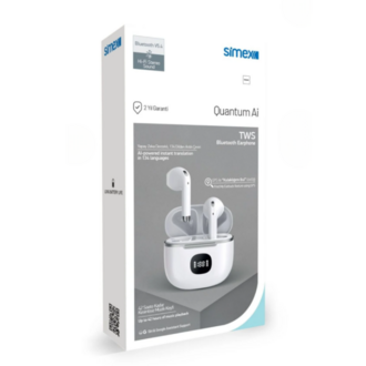 Simex Quantum AI TWS Bluetooth Kulaklık, 42 Saat Pil, Yapay Zeka Destekli 134 Dil Çeviri