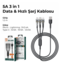 Azeada 5A 3 in 1 Data & Hızlı Şarj Kablosu pd-b94th