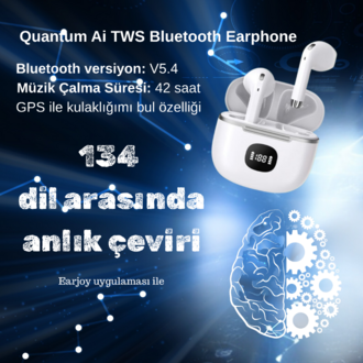 Simex Quantum AI TWS Bluetooth Kulaklık, 42 Saat Pil, Yapay Zeka Destekli 134 Dil Çeviri