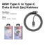 Azeada 60W Type-C to Type-C Data & Hızlı Şarj Kablosu az-b06a