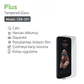 Jopus Plus Tempered Glass Ekran Koruyucu cek-201 Hassas Dokunuş Dayanıklı