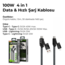 Azeada 100W 4 in 1 Data & Hızlı Şarj Kablosu pd-b96th