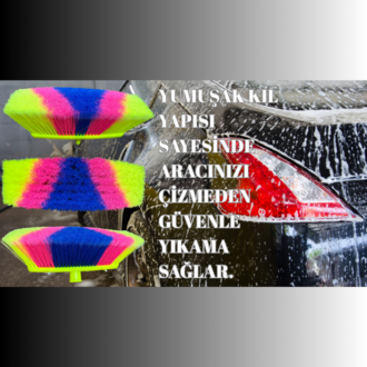 Oto Fırça 20cm Otomobil Yıkama Fırçası, Hortum Girişli Araba Fırçası