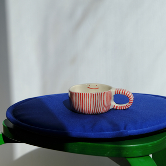 Kırmızı çizgili smile stoneware mug 