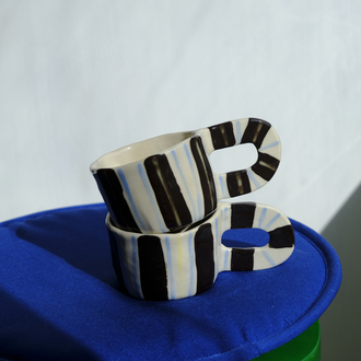 Stoneware çizgili mug