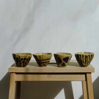 Stoneware çizgili cup