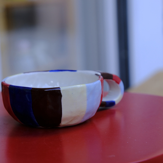 Stoneware çizgili mug