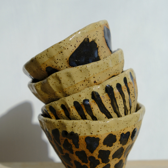 Stoneware çizgili cup