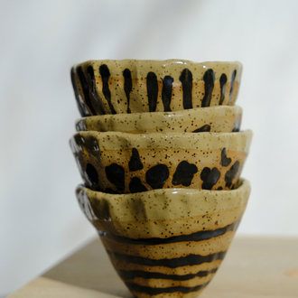 Stoneware çizgili cup