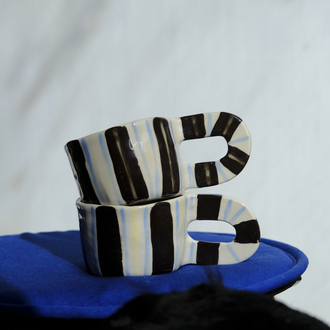 Stoneware çizgili mug