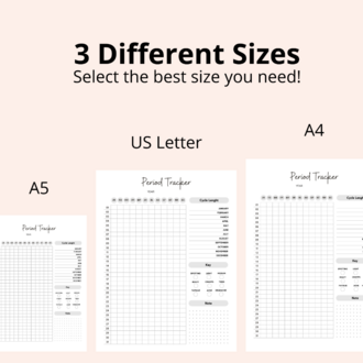 09-PERIOD TRACKER PRINTABLE, Minimal Planner, Undated Printable Planner, Instant download