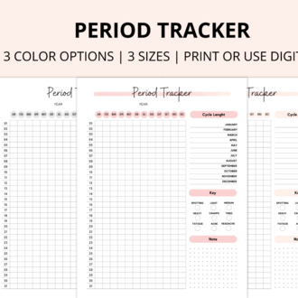 09-PERIOD TRACKER PRINTABLE, Minimal Planner, Undated Printable Planner, Instant download