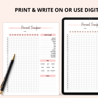 09-PERIOD TRACKER PRINTABLE, Minimal Planner, Undated Printable Planner, Instant download