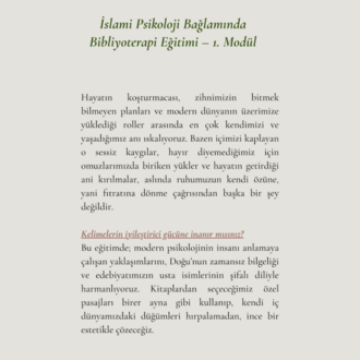 Bibliyoterapi ve Öyküsel Şifa Eğitim Programı - Temmuz Ayı
