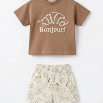 %100 Pamuk Bonjour Erkek Bebek Takım