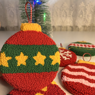 Geleneksel Christmas Desenli Çift Taraflı Yılbaşı Ağaç Süsleri