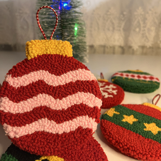 Geleneksel Christmas Desenli Çift Taraflı Yılbaşı Ağaç Süsleri