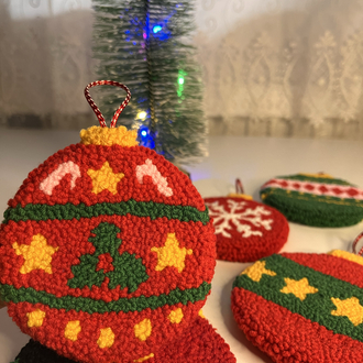 Geleneksel Christmas Desenli Çift Taraflı Yılbaşı Ağaç Süsleri