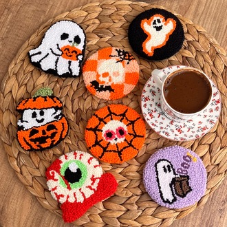 Pumpkin Boo Halloween Coasters