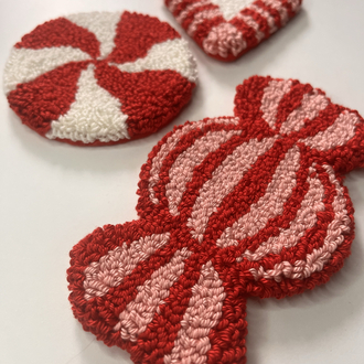 Candy Cane Mug Rug