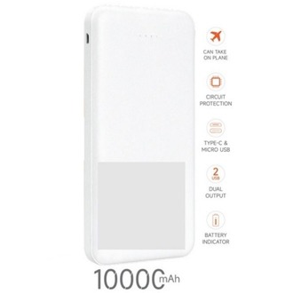 Kişiye Özel Siyah Powerbank 10.000 Mah 2X Usb Çıkışlı 1 Type-C Ve 1 Micro Girişli
