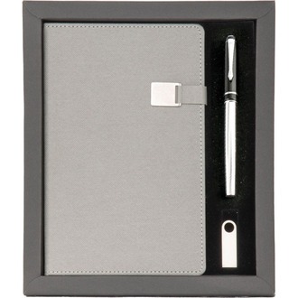 Kişiye Özel Ajanda Kalem Usb Set - Gri