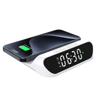 S-Link Sl-Cw18 Beyaz Telefon Uyumlu 15W Lcd Ekran Double Alarmlı Kablosuz Şarj Cihazı