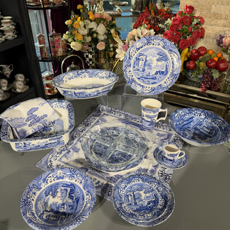 Spode Blue Italian Mavi Beyaz Porselen Servis Tabağı