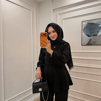 Kemerli Volanlı Tunik Pantolonlu Takım