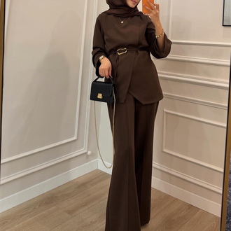 Çapraz Ön Detaylı Pantolonlu Takım