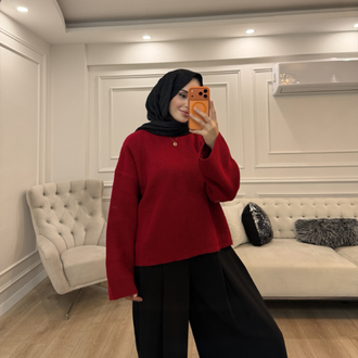 ŞAL DETAYLI TRİKO KAZAK 