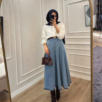 Denim Etek MAVİ