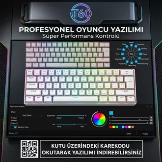 Sarftech T60 Blue Switch Mekanik 60% RGB Klavye