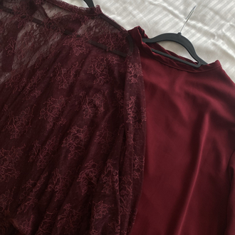Bordo dantel elbise