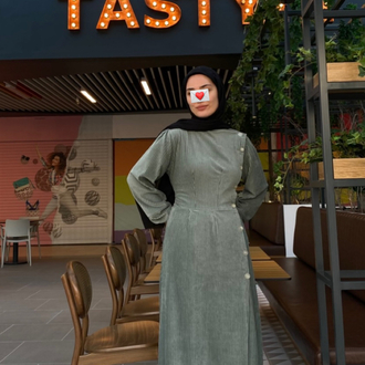 Fitilli kadife elbise mint