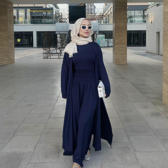 Üçlü Abaya Takım Lacivert ( ön sipariş )