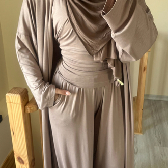 Üçlü Abaya Takım Vizon (Ön Sipariş)