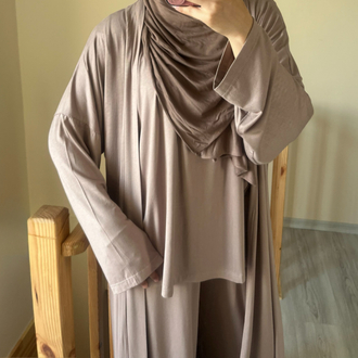 Üçlü Abaya Takım Vizon (Ön Sipariş)