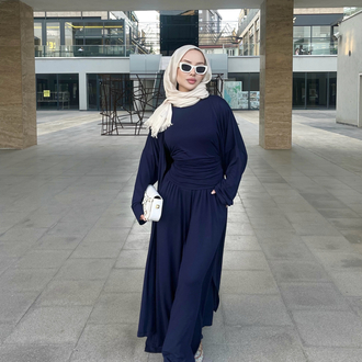 Üçlü Abaya Takım Lacivert ( ön sipariş )