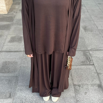Üçlü Abaya Takım Kahve ( ön sipariş )